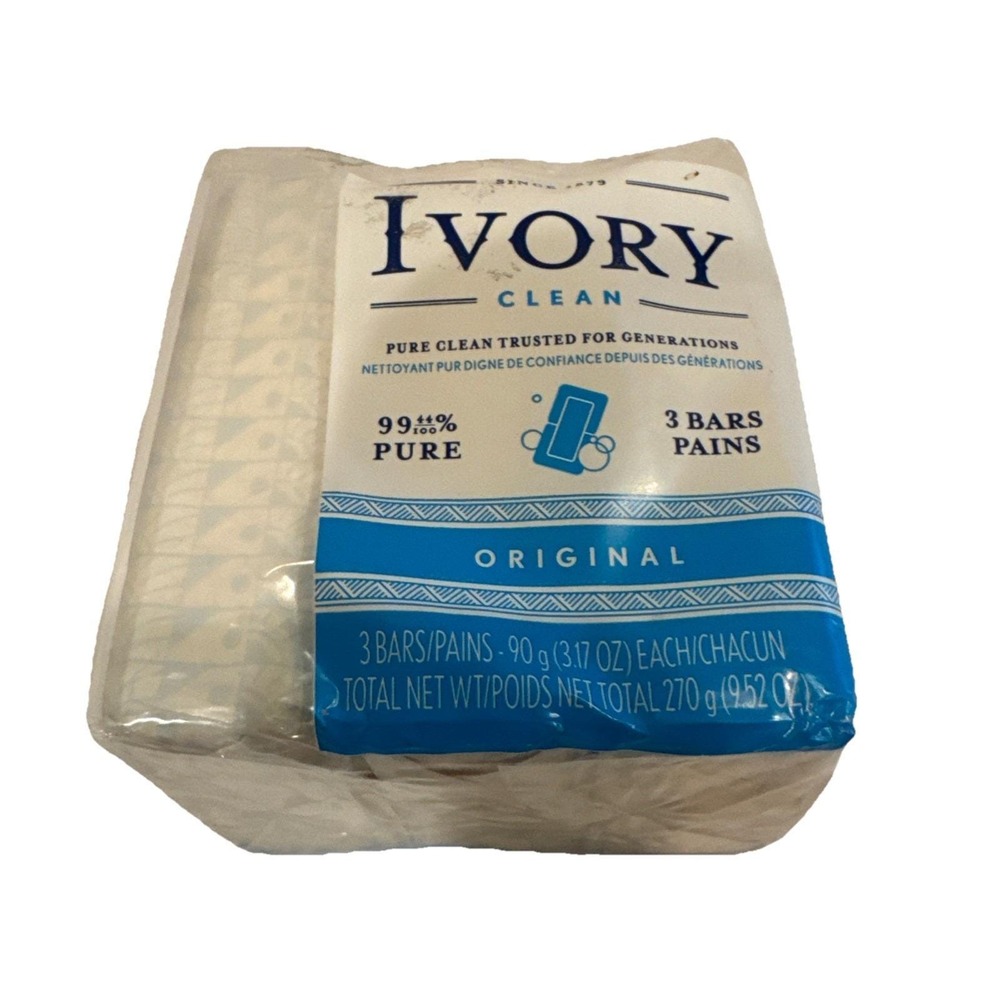 Ivory Pure 99 44/100% Simple Bar Soap (3 Bars) 9.5 oz Pack Vintage - Sealed NOS